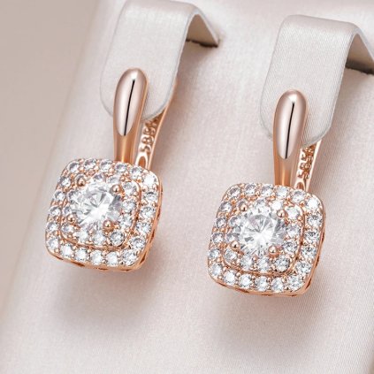 Luxusní náušnice s kameny pozlacené 14K zlatem KI204 (Barva (Varianta) WHITE)