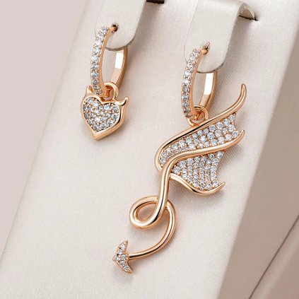 Luxusní náušnice s kameny pozlacené 14K zlatem KI206 (Barva (Varianta) ROSE GOLD)