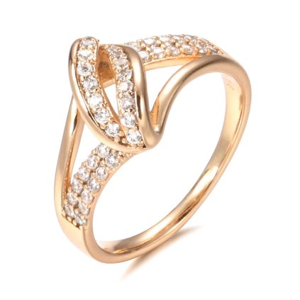 Luxusní prsten s kameny pozlacený 14K zlatem KI922 (Barva (Varianta) WHITE, Velikost prstenu 8 (57,1 mm))