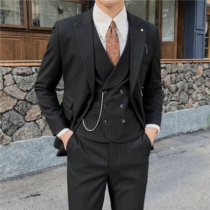 Pánský oblek office MC236 (Barva (varianta) Sada 3 ks černá, Velikost 2XL)