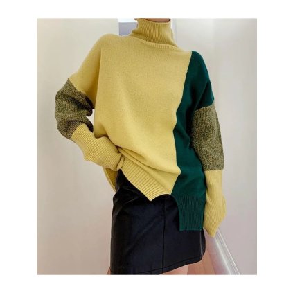 Oversize svetr s kontrastními detaily (Barva (varianta) Tmavě modrá, Velikost ONE SIZE)