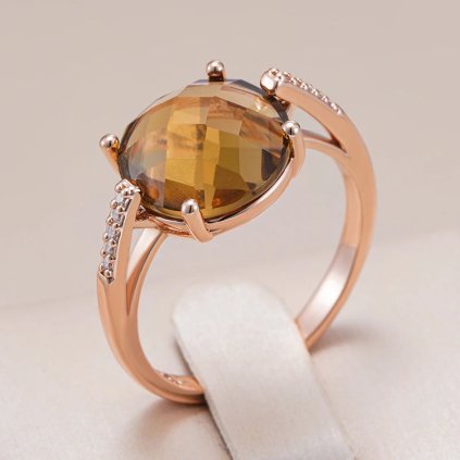 Luxusní prsten s kameny pozlacený 14K zlatem KI958 (Barva (Varianta) Z1220, Velikost prstenu 7 (54,3 mm))