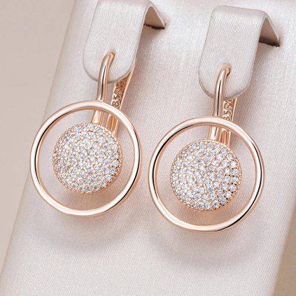 Luxusní náušnice s kameny pozlacené 14K zlatem KI258 (Barva (Varianta) WHITE)