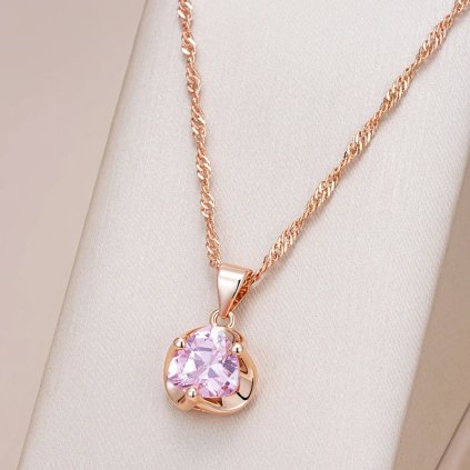 Luxusní náhrdelník s kameny pozlacený 14K zlatem KI805 (Barva (Varianta) H2146)