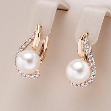 Luxusní náušnice s kameny pozlacené 14K zlatem KI263 (Barva (Varianta) ROSE GOLD)
