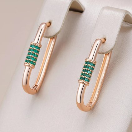 Luxusní náušnice s kameny pozlacené 14K zlatem KI271 (Barva (Varianta) H0472 Green)