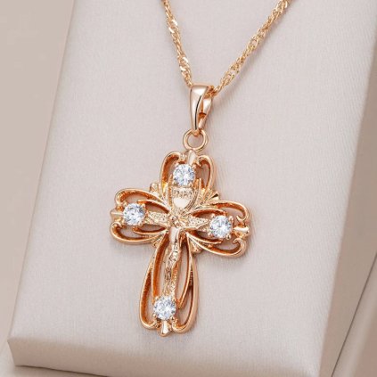 Luxusní náhrdelník s kameny pozlacený 14K zlatem KI809 (Barva (Varianta) H1539)