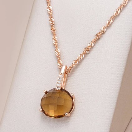 Luxusní náhrdelník s kameny pozlacený 14K zlatem KI810 (Barva (Varianta) H2081)