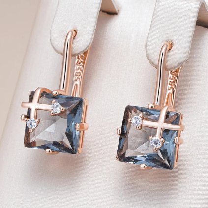 Luxusní náušnice s kameny pozlacené 14K zlatem KI289 (Barva (Varianta) H2226)