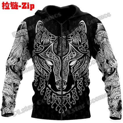Unisex mikina s potiskem CS932 Fenrir Wolf (Barva (varianta) Zip Hoodie, Velikost 3XL)