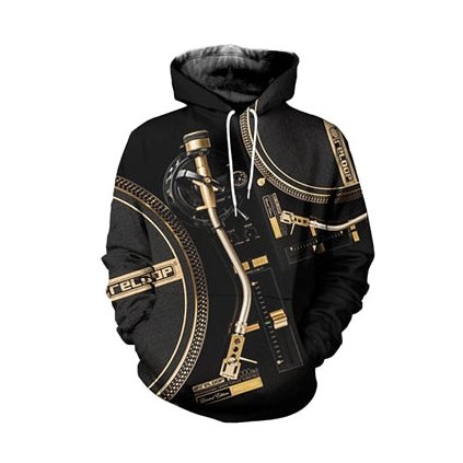 Mikina hip hop styl Streetwear DJ 3D potisk