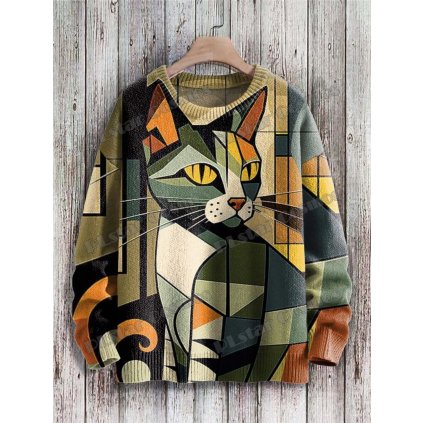 Unisex svetr s potiskem CS1124 kočka cat