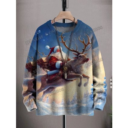 Unisex svetr s potiskem CS1125 christmas soby (Barva (varianta) Svetr 1, Velikost S)