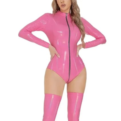 Latexové body s dlouhými rukávy (Barva Bílá, Velikost XL)