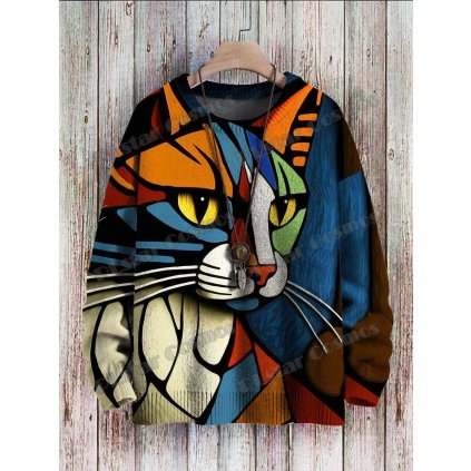 Unisex svetr s potiskem CS1132 cats kočky (Barva (varianta) Svetr, Velikost L)