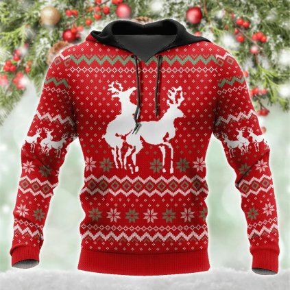 Unisex mikina s potiskem vánoce soby CS932 (Barva (varianta) Zip Hoodie, Velikost 3XL)
