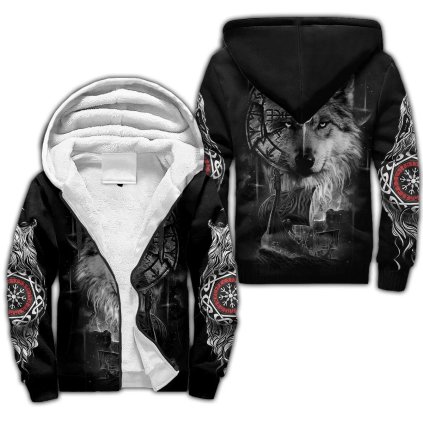Unisex mikina s celoplošným potiskem vlka wolf CS932 (Barva (varianta) Zimní mikina, Velikost 7XL)