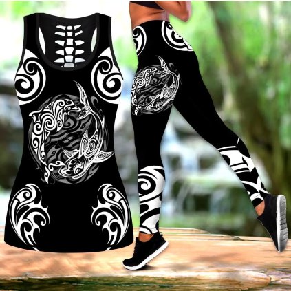 Sportovní set legíny a tílko 3D potisk Pohnpei Polynesian Culture
