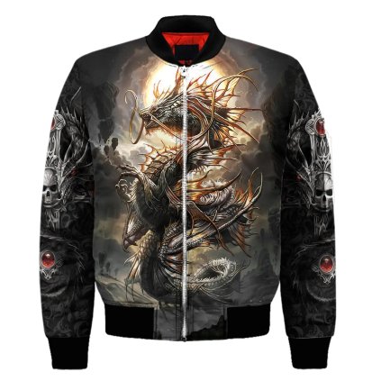Bunda bomber na zip 3D potisk dragon drak