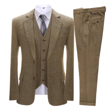 Pánský luxusní oblek tweed s vestou