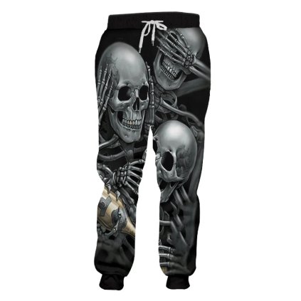 Kalhoty s 3D potiskem CS876 lebky a kostra (Barva (varianta) Jogger kalhoty, Velikost XL)