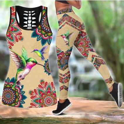 Sportovní set legíny a tílko 3D potisk CS970 ptáčci (Barva (varianta) Tank Top, Velikost 4XL)