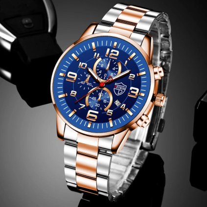 Pánské analogové hodinky s kovovým páskem TF892 (Barva (varianta) Steel Gold Black)