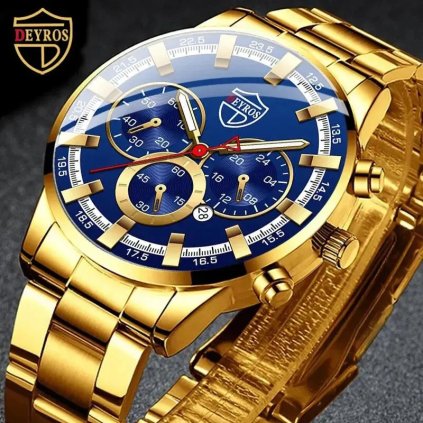 Pánské analogové hodinky s kovovým páskem TF899 (Barva (varianta) Gold Blue)