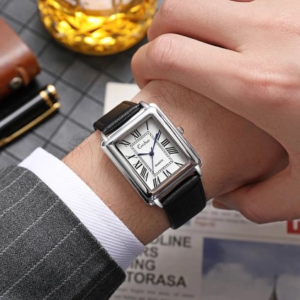 Pánské analogové hodinky s koženým páskem TP990 (Barva (varianta) black rose white)