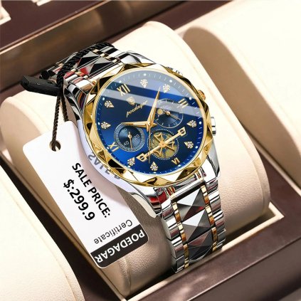 Pánské analogové hodinky s kovovým páskem TF916 (Barva (varianta) Gold Blue)