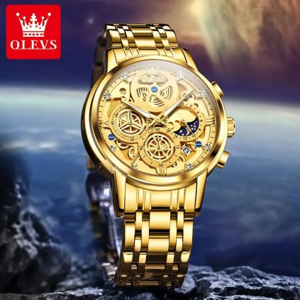 Pánské analogové hodinky s kovovým páskem TF925 (Barva (varianta) Gold Black)