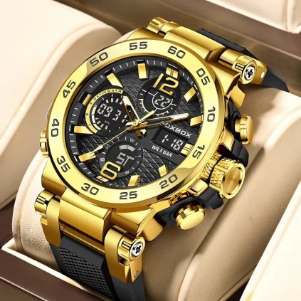 Pánské analogové hodinky s kovovým páskem TF928 (Barva (varianta) gold black)