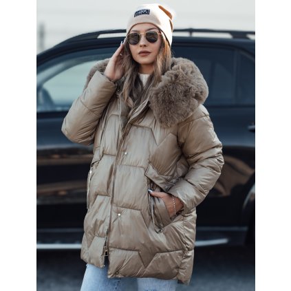Dámská bunda zimní FROSTYFIT prošívaná s kapucí TY4676 (Velikost 6, Barva Béžová)