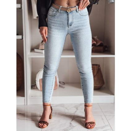 Dámské džíny skinny se zdobením GLAMSKIN UY2442 (Velikost 28, Barva Nebeská)