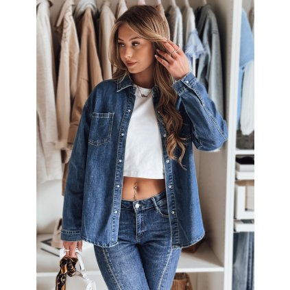 Dámská košile džínová oversize OVERLLO DY0454 (Velikost S, Barva Nebeská)