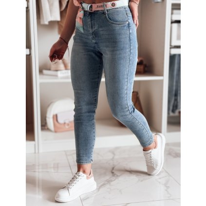 Dámské džíny slim fit s páskem TRENDLINE UY2478 (Velikost S, Barva Nebeská)