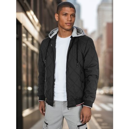 Pánská bunda přechodná prošívaná s kapucí  TX5010 (Velikost M, Barva Černá)