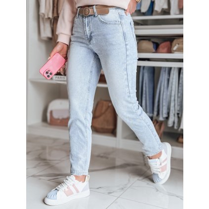 Dámské džíny slim fit s páskem NEOPASS UY2680 (Velikost S, Barva Nebeská)