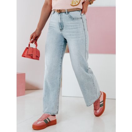 Dámské džíny wide leg FLOWLESS Džínové UY2682 (Velikost S, Barva Nebeská)