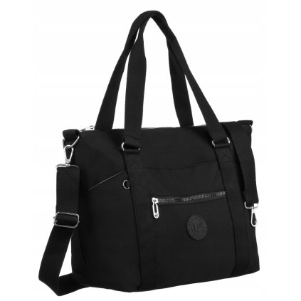 Velký dámský shopper z nylonové tkaniny (Barva Černá)