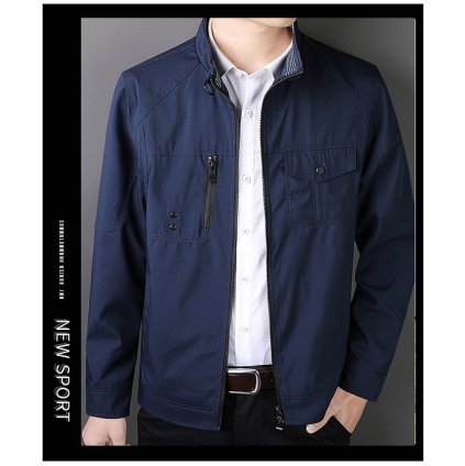 Pánská elegantní přechodová bunda na zip - Modrá XL