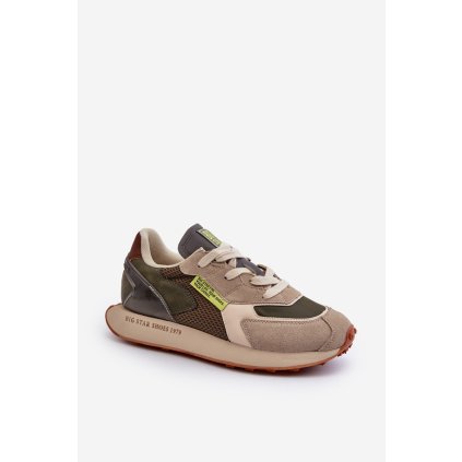 Mužské sportovní tenisky s paměťovou pěnou Memory Foam od Big Star NN174345 Khaki (Velikost 44, Barva Zelená)