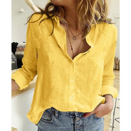 Dámská lněná košile oversize s dlouhým rukávem (Barva (varianta) R009-1, Velikost S)