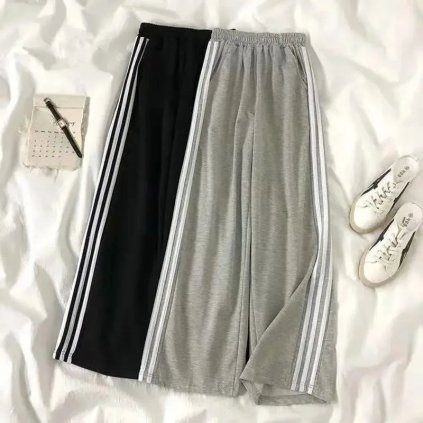Sportovní kalhoty s pruhy na bocích (Barva Šedá, Velikost 4XL)