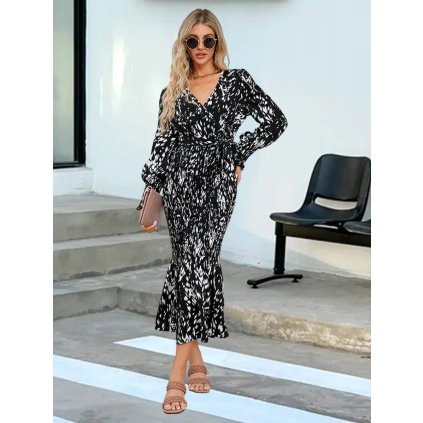 Elegantní šaty se vzorem a výstřihem (Barva (varianta) LQ651-xing, Velikost 2XL)