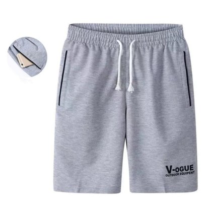 Pánské prodyšné a pohodlné šortky s nápisem (Barva Světle šedá, Velikost 3XL)