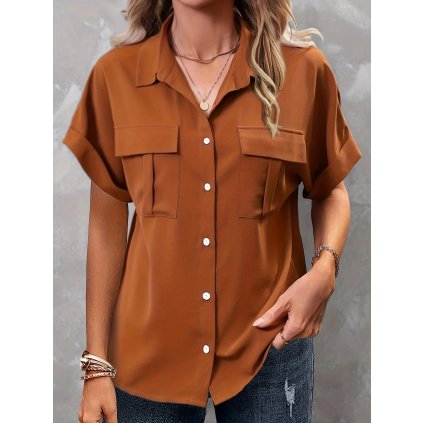 Dámská košile s kapsami (Barva Oranžová, Velikost 2XL)