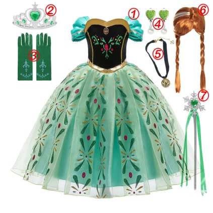 Dívčí kostým Frozen (Barva (varianta) 6PCS Elsa Dress Set5, Velikost 6T)