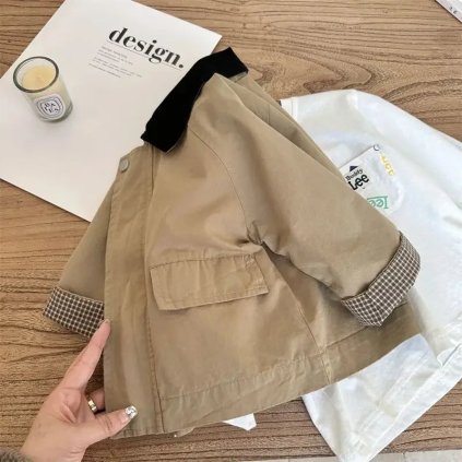 Dívčí trench coat s kontrastními detaily (Barva Béžová, Velikost 4T)