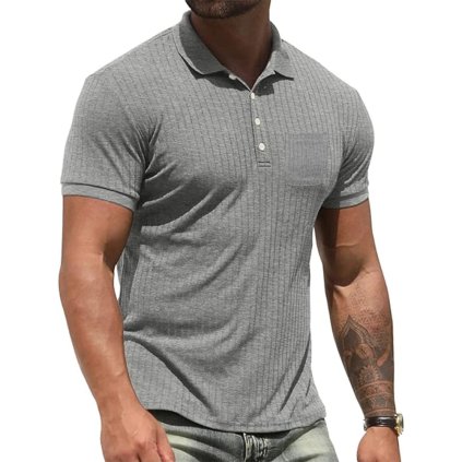 Žebrovaná pánská košile polo 100% bavlna (Barva Kávová, Velikost 2XL)